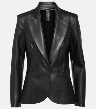 Faux leather blazer