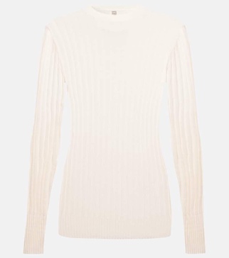 Rib-knit virgin wool sweater