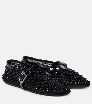 Studded mesh Mary Jane flats