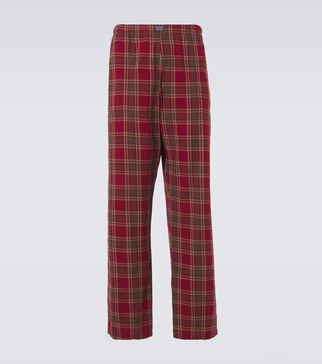 Plaid cotton straight pants