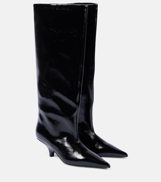 Patent leather knee-high boots