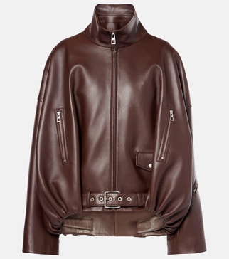 Balloon leather jacket