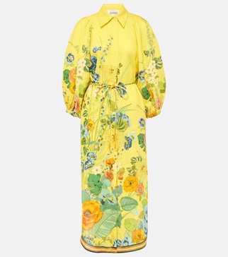 Cresida floral-print linen midi shirt dress 