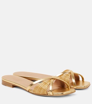 Penn raffia and metallic leather sandals