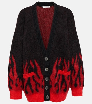 Embellished mohair-blend jacquard cardigan