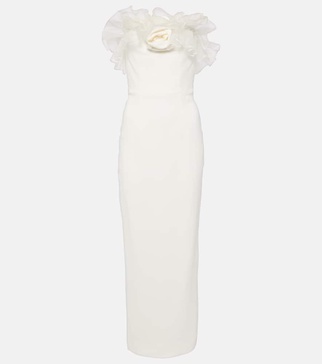 Organza-trimmed cady bustier gown