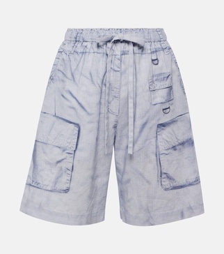 Trompe l'oeil linen and cotton Bermuda shorts