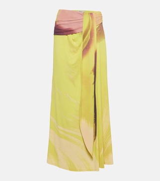 Anika printed draped midi skirt