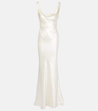 Bridal Chiara draped silk and wool gown