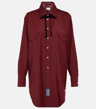 Reversible wool gabardine shirt