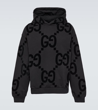 GG flocked cotton jersey hoodie