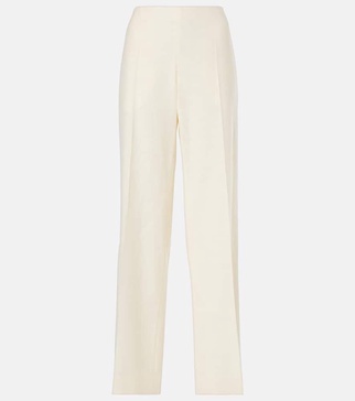 Foulard wool, silk and linen straight pants