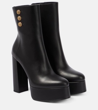 Brune leather platform ankle boots