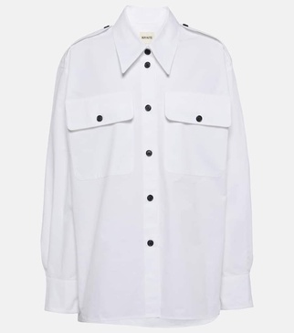 KHAITE Crispy Cotton Poplin Oversized Shirt | Low-Set Sleeves, Italian Collar, American Button Placket