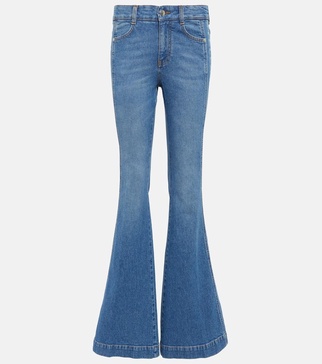 Logo mid-rise flared jeans