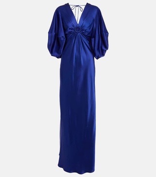 Deep V-neck satin maxi dress