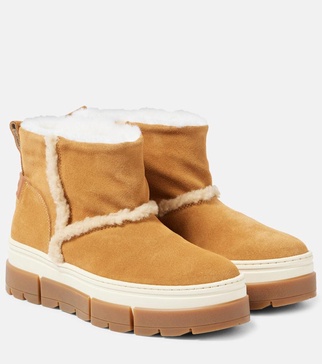 Shearling-lined suede ankle boots