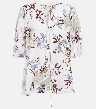 Eleni printed linen blouse