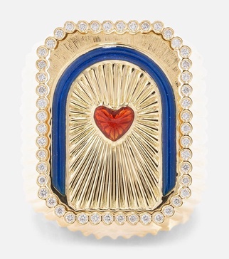 Heart Mini Scap 18kt gold ring with diamonds