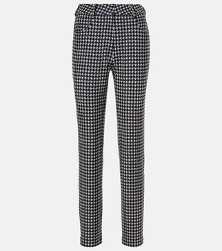 Houndstooth high-rise slim pants