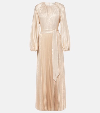 Varenya pleated satin midi dress