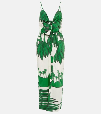 Printed cotton poplin maxi dress