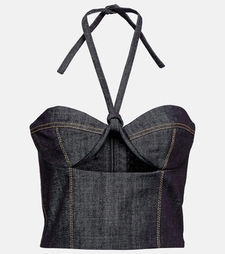 Aspos cutout denim bustier