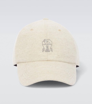 Logo wool and cashmere baseball cap