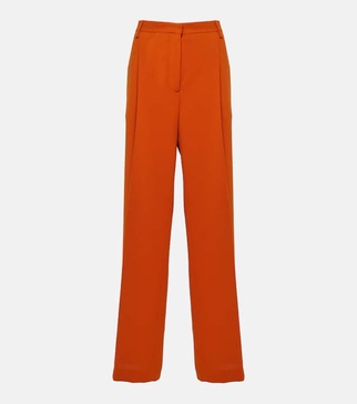 High-rise crêpe straight pants