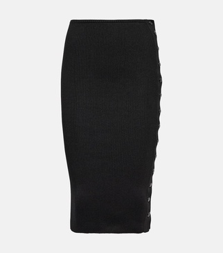 Finn ribbed-knit silk pencil skirt