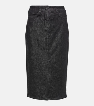 Peplo denim midi skirt