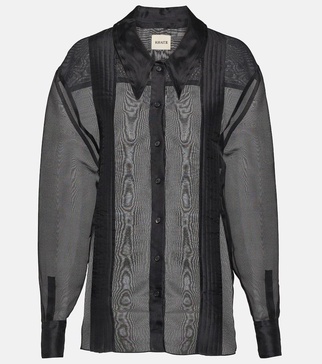 Nori pleated silk shirt