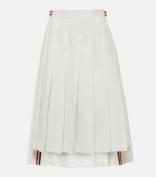 RWB Stripe pleated cotton midi skirt