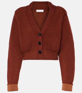 Cropped wool-blend cardigan