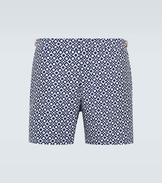 Bulldog printed jacquard swim trunks