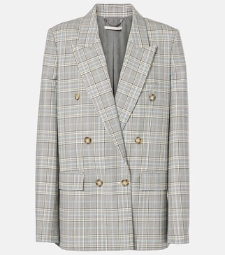 Prince of Wales check wool blazer