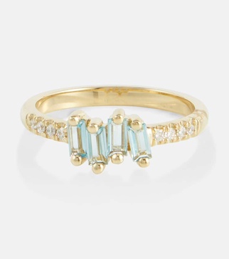 14kt gold ring with diamonds and topaz