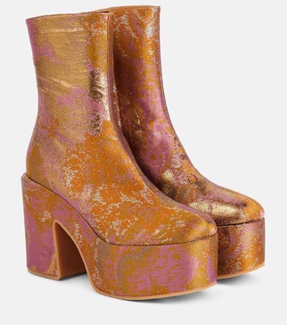 Jacquard platform ankle boots