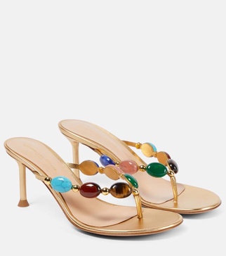 Shanti embellished leather thong sandals 