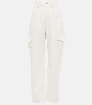 High-rise straight leg jeans