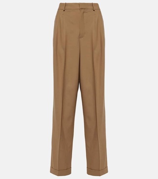 High-rise wool-blend wide-leg pants