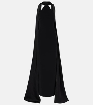 Ophelia caped satin-trimmed maxi dress