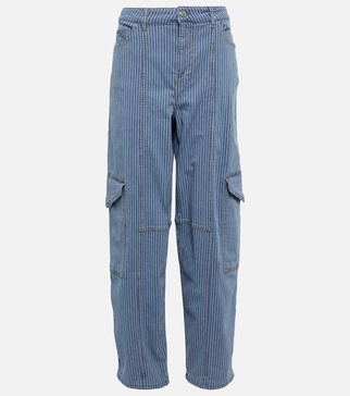 Striped high-rise wide jeans