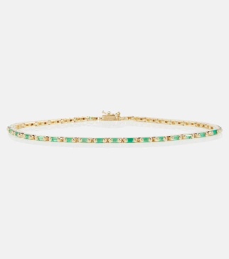 18kt gold tennis bracelet with emeralds