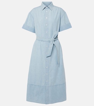 chambray midi shirt dress