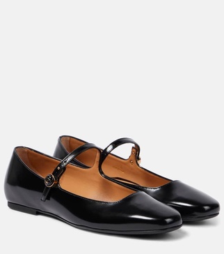 Polished leather Mary Jane flats