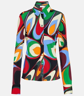 One-print satin shirt