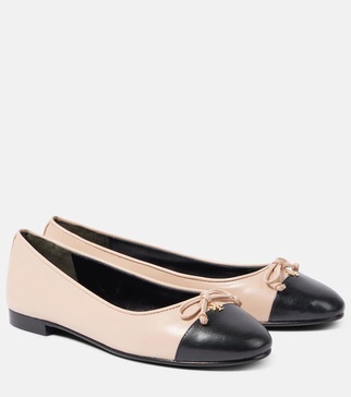 Embellished leather ballet flats