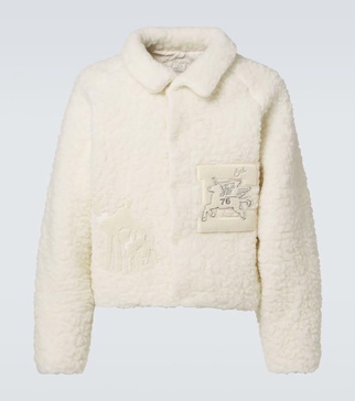 Patch-appliqué faux shearling jacket