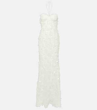 Bridal sequined halterneck tulle gown